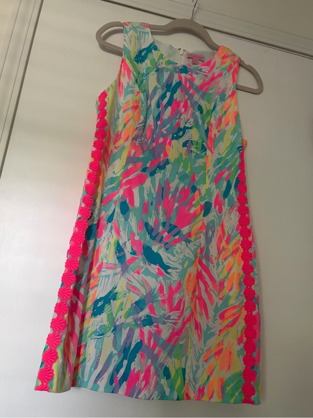Lilly Pulitzer Neon Brushstroke A-Line Dress in Pink & Aqua - Picture 1 of 3